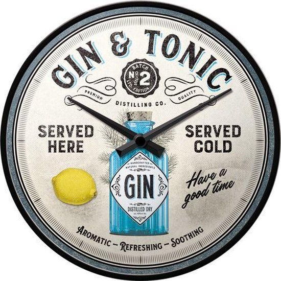 Gin & Tonic Served Here​ Wandklok 31 cm