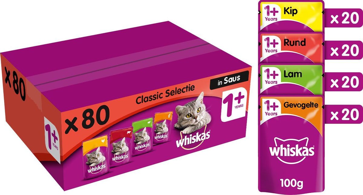 Whiskas Mega Pack 1+ sélection de volaille en gelée 40 x 85 g