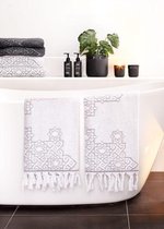 MOOREA handdoek - 100% Katoen - Wit & Grijs - 50x70