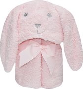 JillyBee - Badcape - Fleece - Knuffeldeken - Konijn - Roze