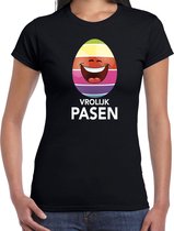 Lachend Paasei vrolijk Pasen t-shirt / shirt - zwart - dames - Paas kleding / outfit 2XL