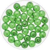 50x stuks sieraden maken Boheemse glaskralen in het transparant groen van 6 mm - Kunststof reigkralen