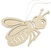 Houten decoratie hanger van een honingbij van 12 x 17 cm - Dieren/Lente/Zomer decoraties