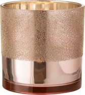 J-Line Theelichthouder Parels Glas Roze/Goud Large