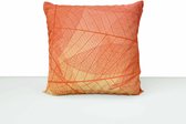 Sierkussen - oranje - bladnerf - Woon accessoire - 60 x 60 cm