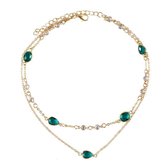 Vintage ketting set - 2 lagen - Goud groene stenen - Dames - Lieve Jewels