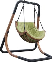 Bol.com AXI Capri Schommelstoel met frame van hout - Hangstoel met Groene suède kussen voor volwassenen - Buiten Loungestoel met... aanbieding