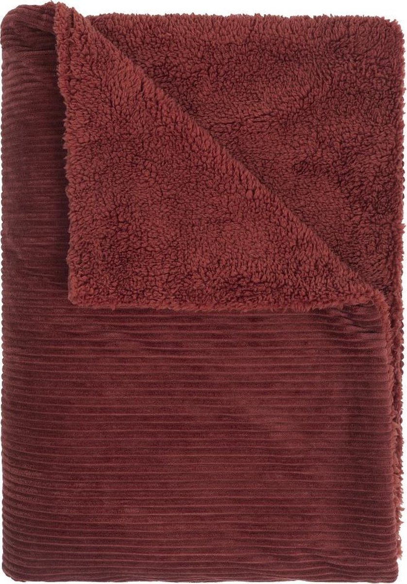 Zénitude Elegant sherpa plaid deken perfect voor een koude zomeravond Bordeaux 130x170cm ultra zacht Knuffeldeken warm woondeken Oeko-Tex