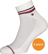 Tommy Hilfiger Iconic Quarter Socks (2-pack) - heren sneaker sportsokken katoen - wit - Maat: 47-49