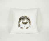 Kussen Aquarel Egel - Sierkussen - Boerderij Dieren - Kinderkamer - 45x45cm - Inclusief Vulling - PillowCity