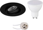 LED Spot Set - Luxino Alpin Pro - GU10 Fitting - Inbouw Rond - Mat Zwart - 4W - Warm Wit 3000K - Kantelbaar Ø92mm