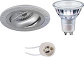 PHILIPS - LED Spot Set - MASTER 927 36D VLE - Luxino Alpin Pro - GU10 Fitting - DimTone Dimbaar - Inbouw Rond - Mat Zilver - 4.9W - Warm Wit 2200K-2700K - Kantelbaar Ø92mm