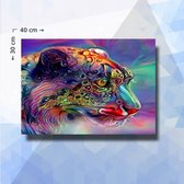 Diamond Painting Pakket Regenboog Luipaard Zijkant - vierkante steentjes - 40 x 30 cm