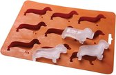 BrenLux - Ijsblokjesvorm - Ijsblokjes - Siliconen ijsblokjesvorm - Ijsblok Teckel - Ijsblokjesvorm hond - Warm of koud te gebruiken - Ijsblok & chocolade honden