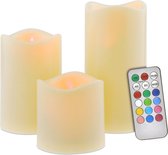LED kaarsen met afstandbediening - set van 3 - 10/12.5/15cm