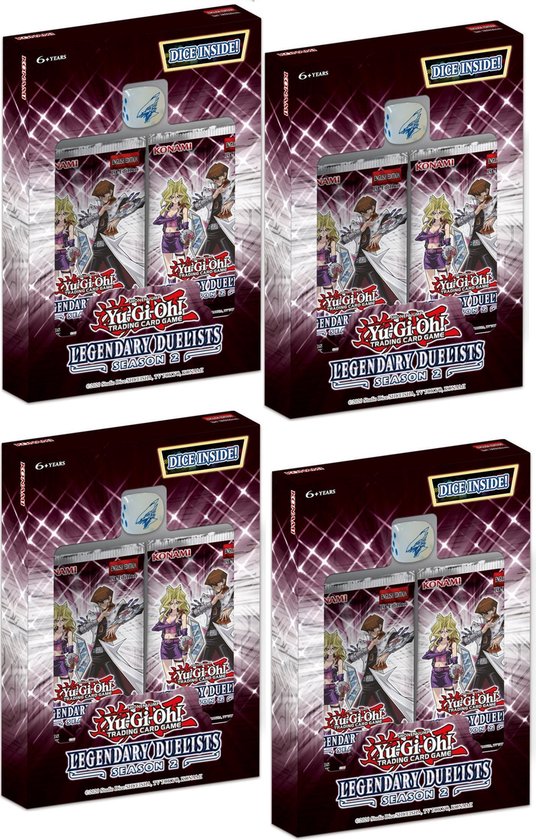 4x Yu-Gi-Oh! Legendary Duelists Season 2 – Engelse Versie – 2 Booster packs 1 promo 1 Exclusieve promo dobbelsteen per verpakking LSD2 – 18 kaarten…