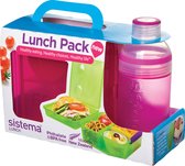 Sistema Lunch - Lunch Pack - Lunch Cube Max en 480 ml Trio Fles - Roze