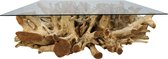 Salontafel - 130x80x44 - Naturel/Bleached - Teak wortelhout/glas