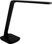 LED Tafellamp - Igan Sorina - 8W - Qi Draadloze Oplaadfunctie - Aanpasbare Kleur - Dimbaar - Mat Zwart