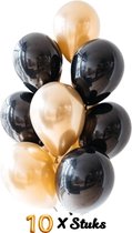Luxe Ballonnen - 10 Stuks - Gouden en Zwarte Ballonnen - Gouden Ballonnen - Black & Gold - Ballonnen Verjaardag - Bruiloft - Jubileum - Romantische Versiering