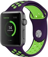 Sportbandje - Siliconen Bandje - Paars/Groen - Geschikt voor Apple Watch - 42/44 mm - M/L