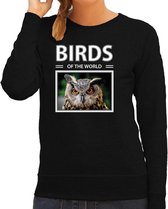 Dieren foto sweater Uil - zwart - dames - birds of the world - cadeau trui vogel liefhebber M