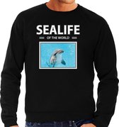 Dieren foto sweater Dolfijn - zwart - heren - sealife of the world - cadeau trui Dolfijnen liefhebber L