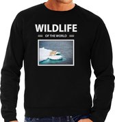 Dieren foto sweater Ijsbeer - zwart - heren - wildlife of the world - cadeau trui Ijsberen liefhebber S