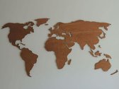 Paspartoet Houten wereldkaart met landgrenzen - 230x115 cm - rustiek eiken - houten wanddecoratie