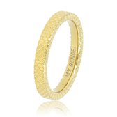 My Bendel - Gouden ring met slangenhuid 3 mm - Edelstalen aanschuifring ring gegraveerd  met slangenhuid patroon - Met luxe cadeauverpakking