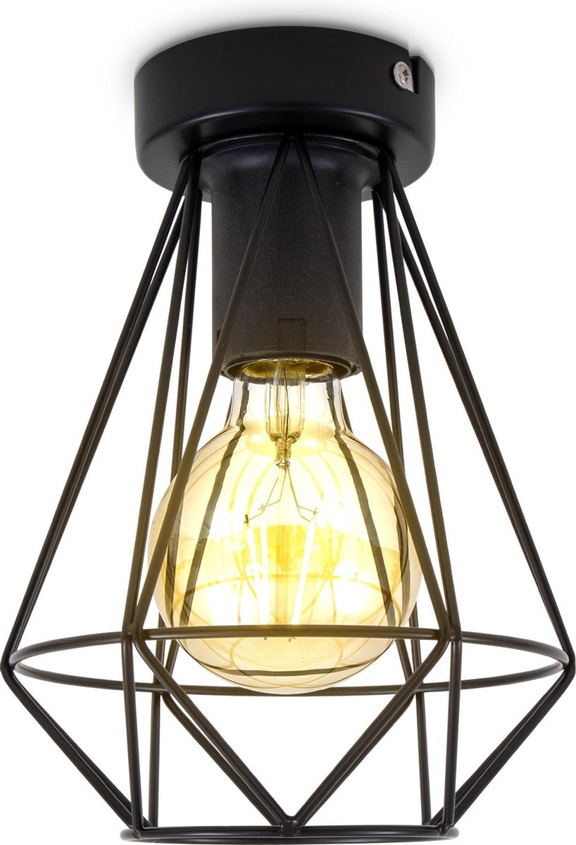 B.K.Licht - Zwart Plafondlamp - metaal - Ø16.5cm - excl. E27 lichtbron - B.K.Licht