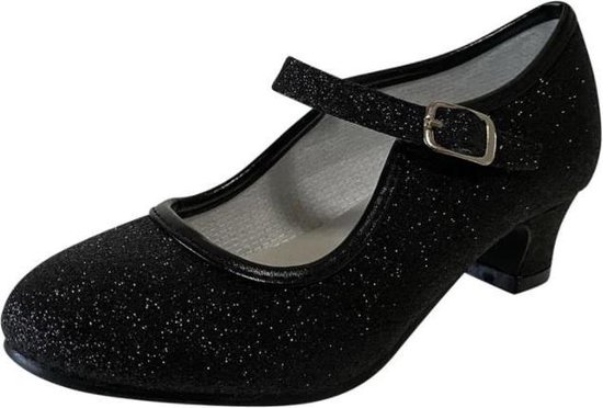 Trend universiteitsstudent Briesje Spaanse Prinsessen schoenen zwart glitter maat 38 - binnenmaat 24 cm - bij  jurk | bol.com