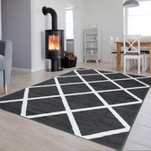 Tapiso Luxury Vloerkleed Grijs Donker Woonkamer Modern Tapijten Maat- 140x200