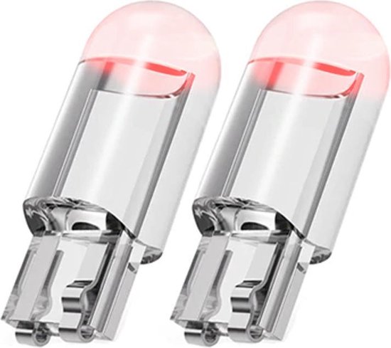T10 LED Lampe pour Auto et moto - Rouge - 12 volts - Set de 2