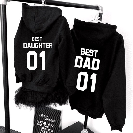 Hoodie meisje-zwart-voor dochter-Best Dad Best Daughter-Maat 9-11 jaar