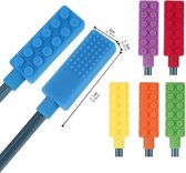 Bijtketting Regenboog legosteen + potlood dop legosteen
