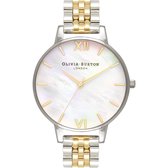 Olivia Burton Mother of Pearl - OB16MOP05 - Dameshorloge - Goud - Zilver - Mother of Pearl - RVS horlogeband - 38 MM