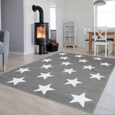 Tapiso Luxury Vloerkleed Grijs Modern Kinderkamer Tiener Tapijt Maat- 80x150