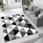 Tapiso Luxury Tapijt Grijs Wit Modern Woonkamer Vloerkleed Maat- 160x220