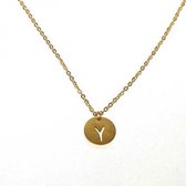 Ketting alfabet rond Y - Goud
