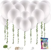 Fissaly® Witte Ballonnen & Botanical Kunstbladeren Slinger Lint - Feest Versiering – Tropical, Hawaii & Bruiloft Decoratie