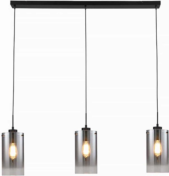 Freelight Ventotto hanglamp - 3xE27  - zwart / smoke glas