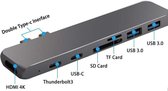USB-C Hub voor de MacBook Pro | MacBook Pro Dock met HDMI 4K, USB 3.0, USB-C, SD kaartlezers - 7-in-1 Docking Station - Space Gray