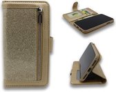 Apple iPhone 11 PRO MAX Goud / Wallet / Glitter Book Case / Boekhoesje/ Telefoonhoesje met rits en silicone binnenkant