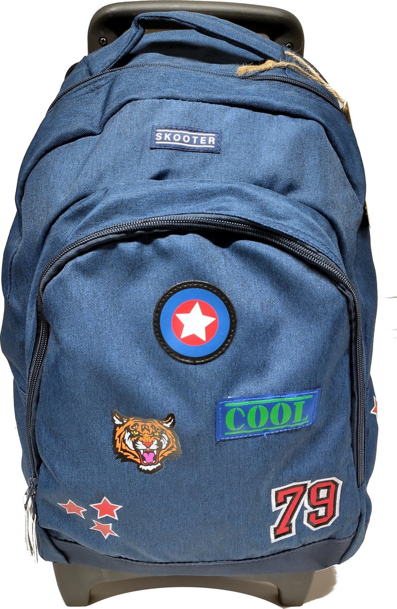 SKOOTER Trolley Rugzak Jeans Patches Stoer Jongens