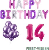 14 jaar Verjaardag Versiering Ballon Pakket Pastel & Roze