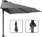 Bol.com MaxxGarden Balkonparasol - Aluminium parasol - halfrond - Ø 250 cm - Antraciet aanbieding