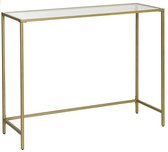 Console tafel, gehard glazen bijzettafel, moderne banktafel, eenvoudig te monteren, verstelbare poten, woonkamer, gang, goudkleurig LGT26G