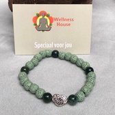 Wellness-House | Specially Green Lotus | Zen Armband | Indiaas Agaat | Lava | Lotusbloem | Zen Sieraden | Handgemaakt | Uniek