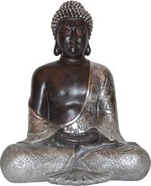 Boeddha beeld Japans Boeddhabeeld zilver kleur Boeddha 30cm hoog | GerichteKeuze